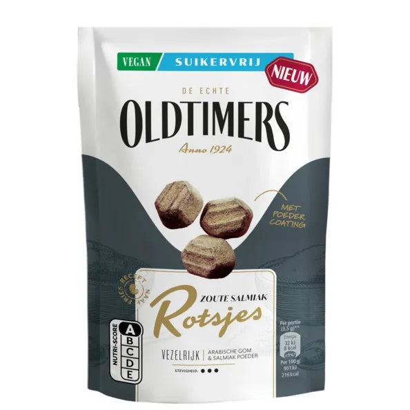 Oldtimers - Zoute Salmiak Rotsjes (sockerfri)